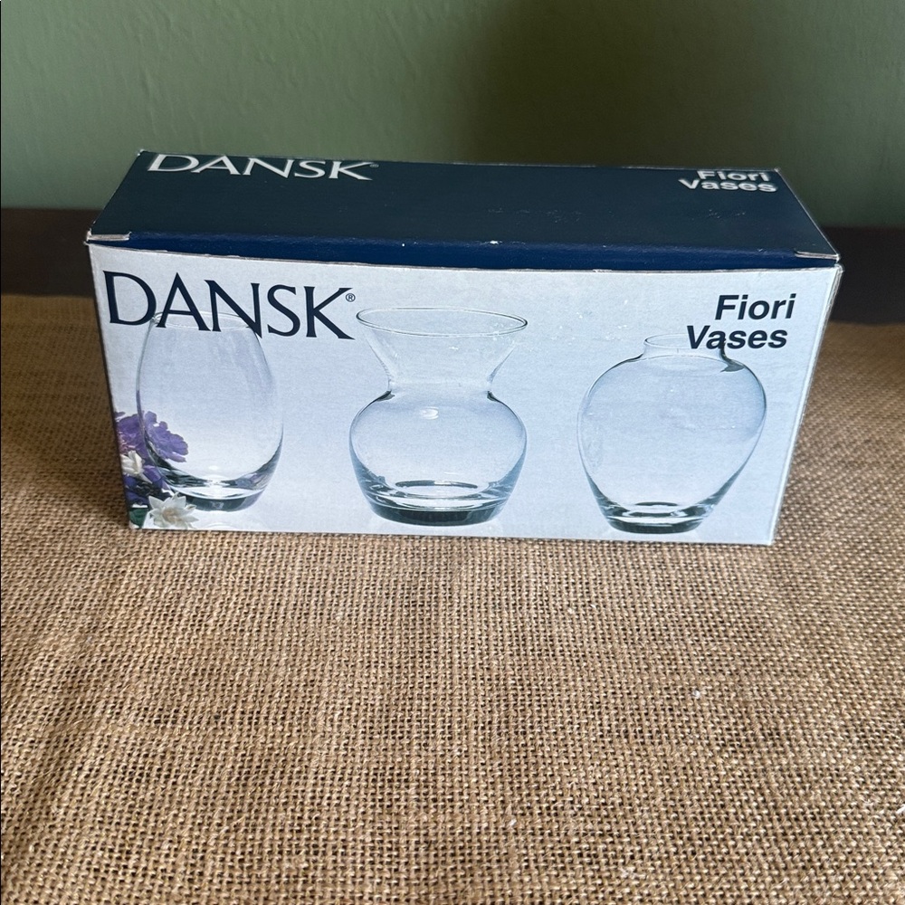 Dansk Fiori Clear Glass Floral Vase Set of 3 Flowers